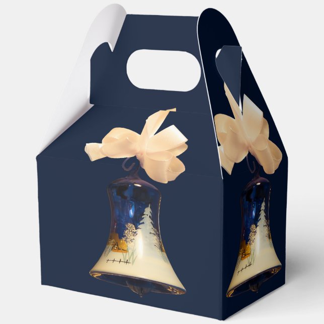 Blue Christmas Jingle Bells Favor Gift Box (Front)