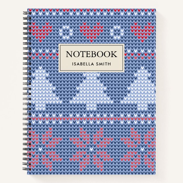 Blue Christmas knitting pattern Notebook (Front)