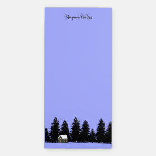 Blue Christmas Little House Big Woods Personalized Magnetic Notepad
