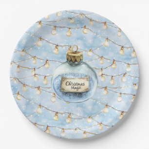 Blue Christmas Magic Ornament Christmas Lights Paper Plates