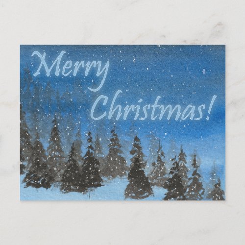 Blue Christmas _ Merry Christmas Holiday Postcard