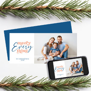 Blue Christmas Merry Everything Holiday Photo Card