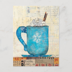 Blue Christmas Mug Holiday Postcard