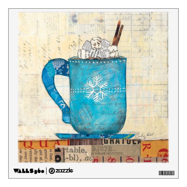 Blue Christmas Mug Wall Sticker (Front)