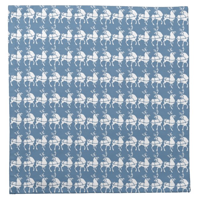 Blue Christmas Napkins Holiday Reindeer Napkins (Front)