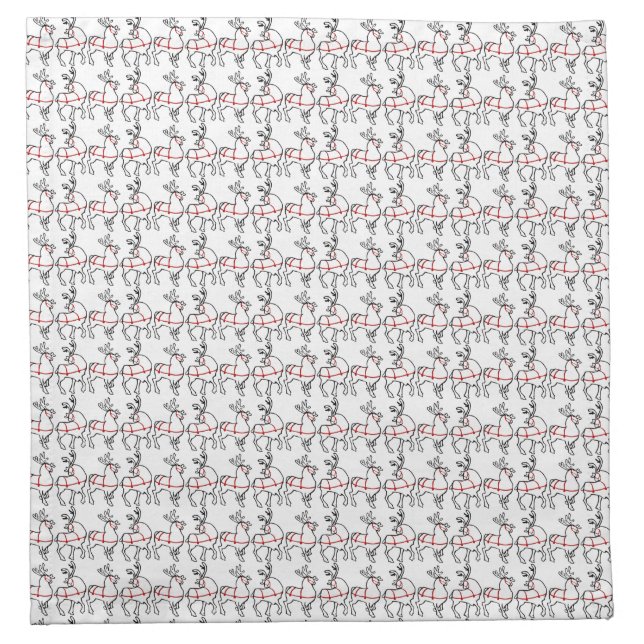 Blue Christmas Napkins Reindeer Holiday Napkins (Front)