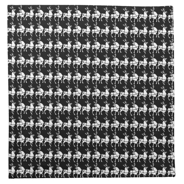 Blue Christmas Napkins Reindeer Holiday Napkins (Front)