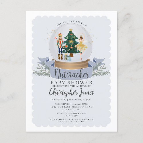 Blue Christmas Nutcracker boy baby shower invite