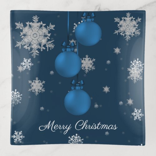 Blue Christmas Ornament Trinket Tray