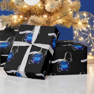 Blue Christmas Ornament  Wrapping Paper