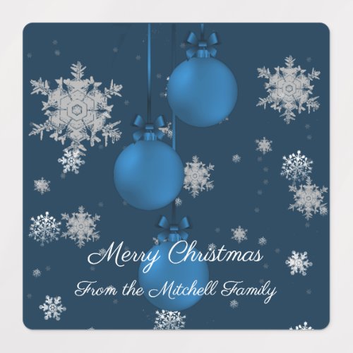 Blue Christmas Ornaments Baking Labels