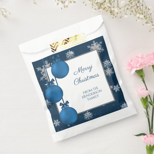 Blue Christmas Ornaments Favor Bag