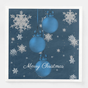 Blue Christmas Ornaments Paper Napkin