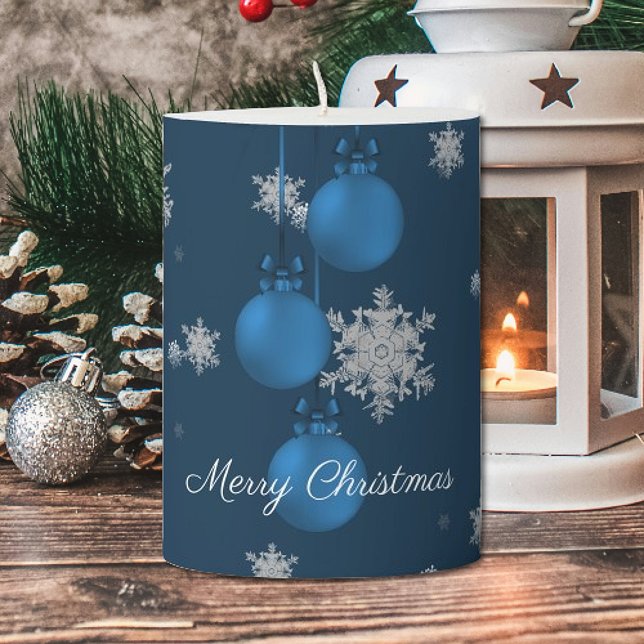 Blue Christmas Ornaments Pillar Candle (Blue Christmas Ornaments Pillar Candle)