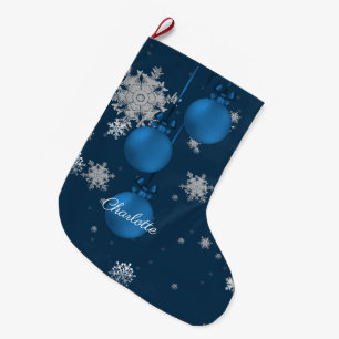 Blue Christmas Ornaments Stocking