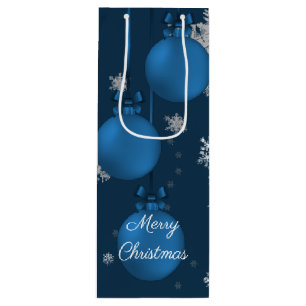 Blue Christmas Ornaments Wine Gift Bag