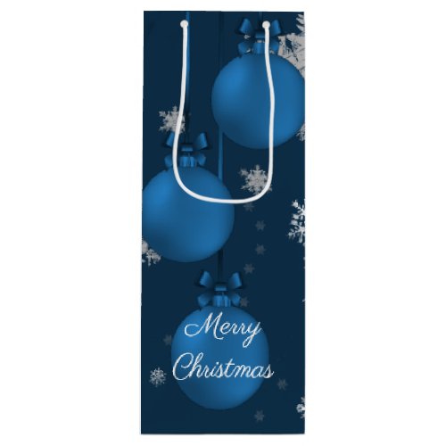 Blue Christmas Ornaments Wine Gift Bag