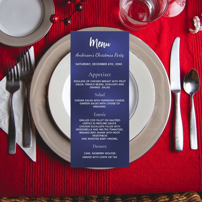 Blue Christmas party dinner menu (Creator Uploaded)