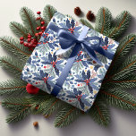 Blue Christmas Pattern#17 ID1009 Wrapping Paper<br><div class="desc">If you are wondering what color combinations to pick for your Christmas decor and gift wrap supplies this year, I've created collections of coordinating patterns to make life just a bit easier. This eye-catching watercolor design features arrangements of holly and berries with fir tree branches in a striking blue, green...</div>