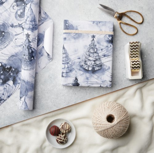 Blue Christmas Pattern3 ID1009 Wrapping Paper