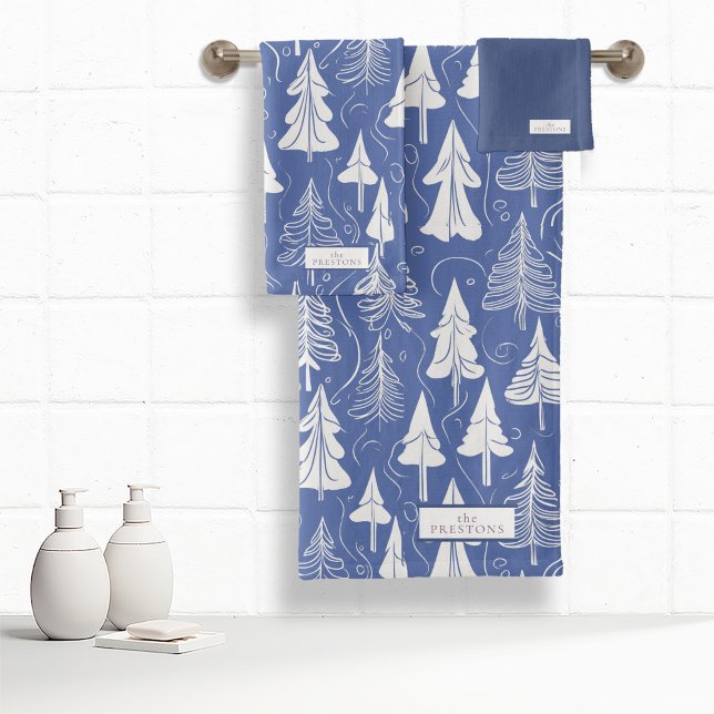 Blue Christmas Pattern#6 ID1009 Bath Towel Set (Creator Uploaded)