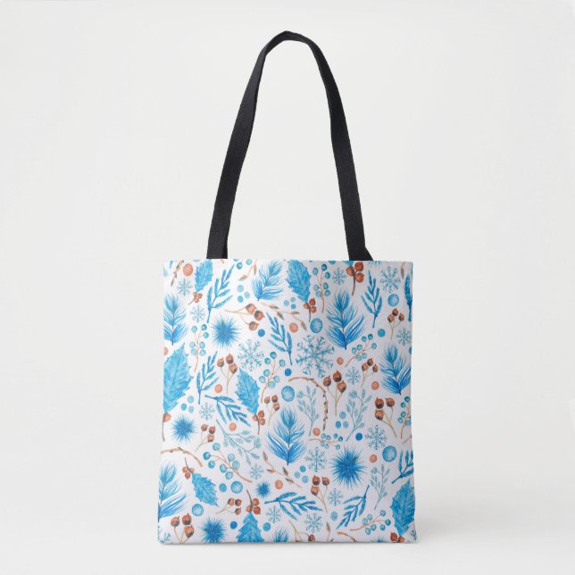 Blue Christmas Pattern Tote Bag (Front)