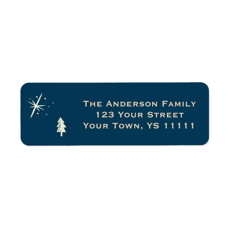 Blue Christmas Pine and Star Return Address Label | Zazzle