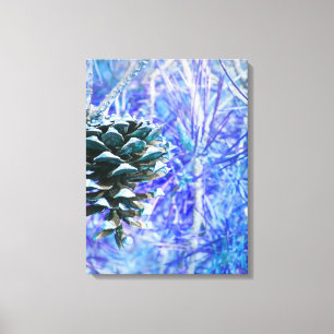 Blue Christmas Pinecone- Wrapped Canvas Print
