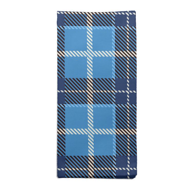 Blue Christmas plaid Holiday dinner napkin (Folded)