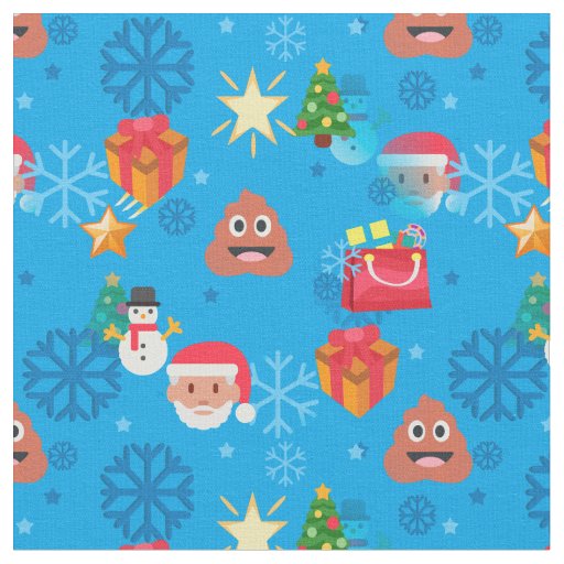 blue christmas poop emoji fabric