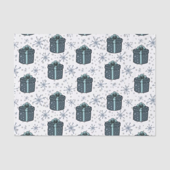 Blue Christmas Presents  Tissue Paper (Front)