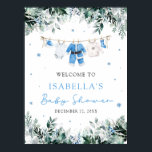 Blue Christmas Santa Baby Baby Shower Welcome Sign<br><div class="desc">Welcome your guests with wintery charm using our Blue Christmas Santa Baby Clothesline Baby Shower Welcome Sign! 💙❄️ This adorable design features sweet baby boy clothes hanging on a festive Christmas clothesline, surrounded by frosty blue snowflakes and lush holiday greenery. Perfect for a cozy winter baby shower, it’s easy to...</div>