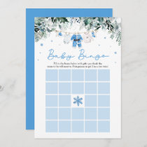 Blue Christmas Santa Baby Bingo Baby Shower Game Invitation