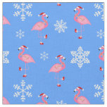 blue christmas santa claus flamingo fabric