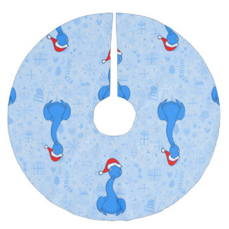 blue christmas santa claus Loch ness Monster Brushed Polyester Tree Skirt