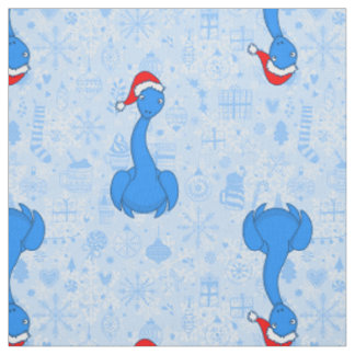 blue christmas santa claus Loch ness Monster Fabric