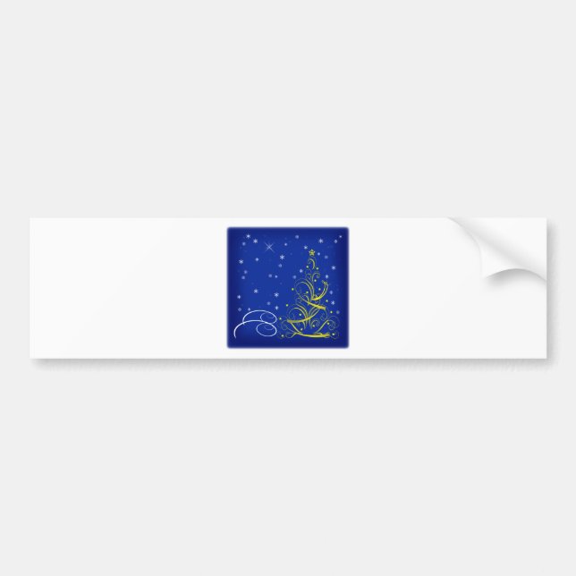 Blue Christmas scene Bumper Sticker (Front)