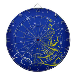 Blue Christmas scene Dartboard With Darts