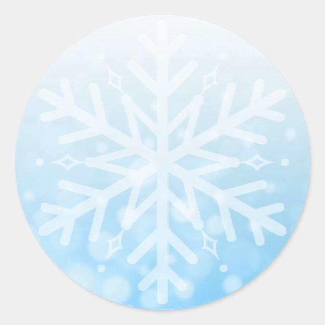 Blue Christmas Snowflake Classic Round Sticker (Front)