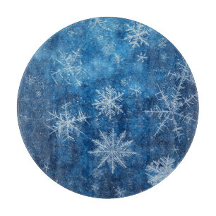 Blue Christmas Snowflake  Cutting Board