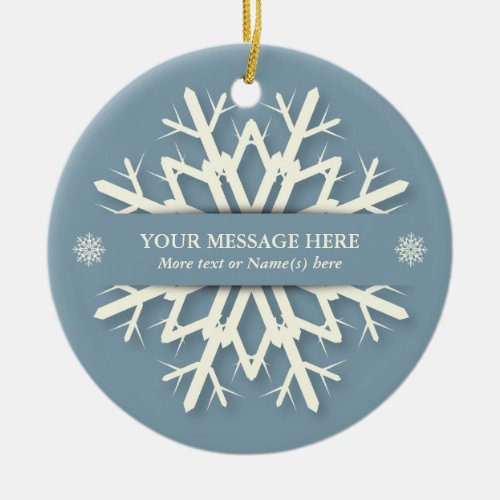 Blue Christmas Snowflake  Name and Message Photo Ceramic Ornament