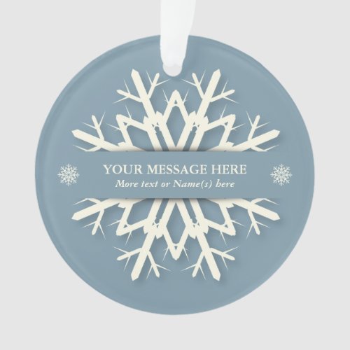 Blue Christmas Snowflake  Name and Message Photo Ornament