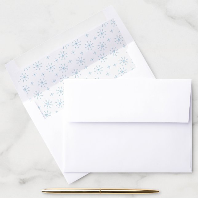 Blue Christmas Snowflake Pattern Envelope Liner (Desk)