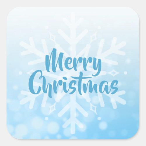 Blue Christmas Snowflake Square Sticker