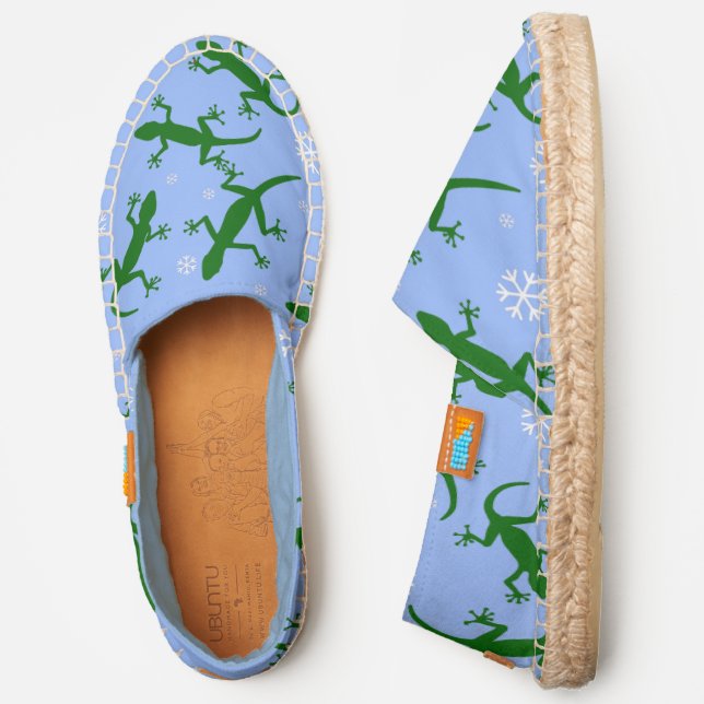 blue christmas snowflakes geckos  espadrilles (Side)