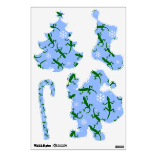 blue christmas snowflakes geckos wall decal