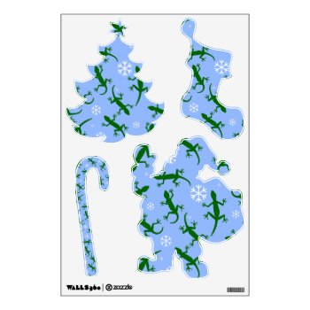 Blue Christmas Snowflakes Geckos  Wall Decal by funnychristmas at Zazzle
