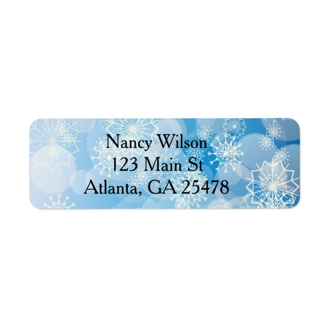 Blue Christmas Snowflakes Label (Front)