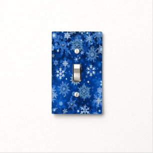 Blue Christmas Snowflakes Light Switch Cover