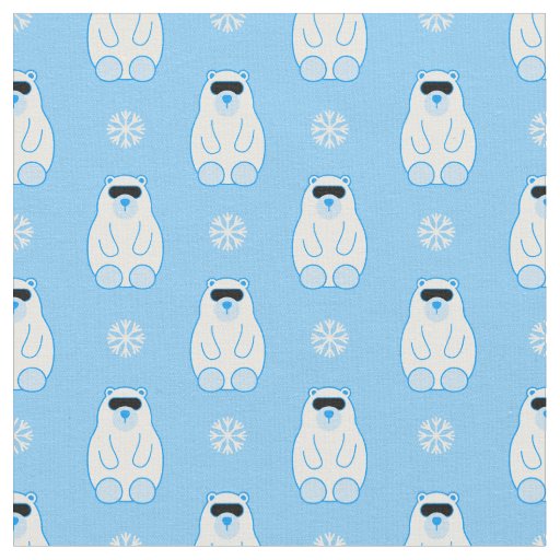blue christmas snowflakes polar bear fabric